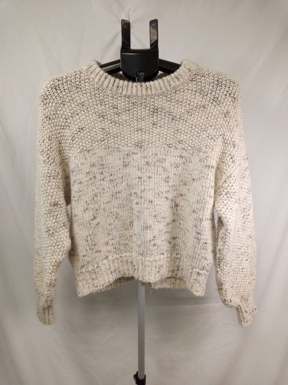A.N.A. Women's White Gray Speckled Knit Sweater Size XS